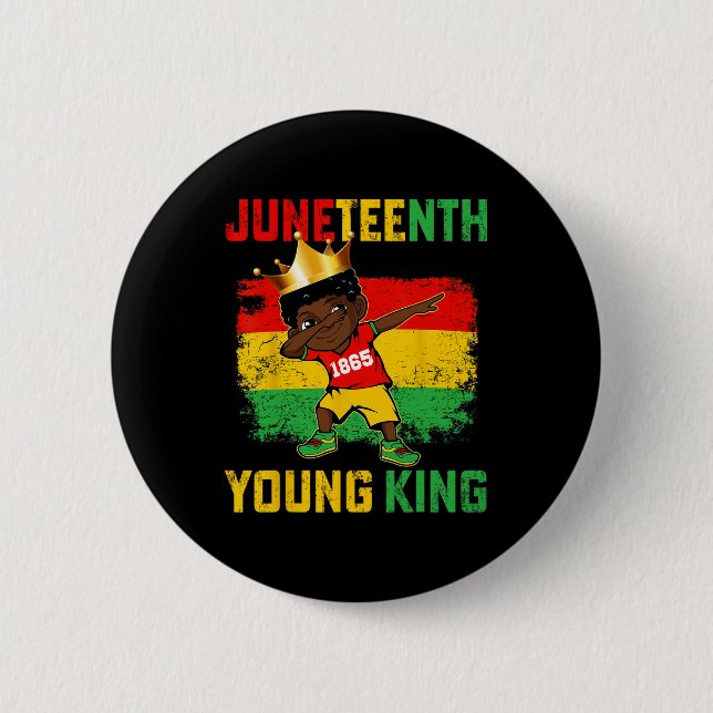 Juneteenth King Celebrating 1865 Black Boys Kids T Button (Front)