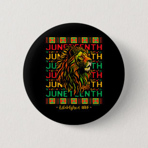 Juneteenth Lion Freedom Day 1865 Celebrate Black H Button