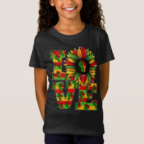Juneteenth Love Sunflower 1865 Pride Celebration T_Shirt
