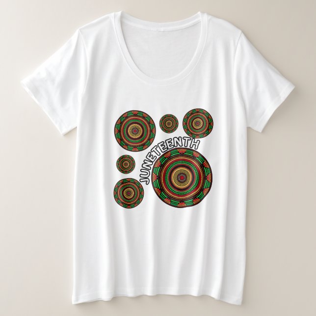 Juneteenth mandala traditional African patterns Plus Size T-Shirt (Design Front)