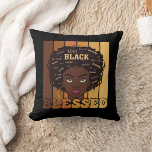Juneteenth Melanin Black African American Girl Throw Pillow