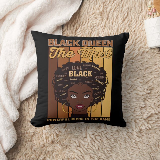 Juneteenth Melanin Black Girl The Most Powerful Throw Pillow (Blanket)