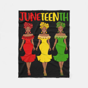 Juneteenth Melanin Black Women Fleece Blanket