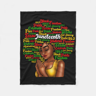 Juneteenth Melanin Black Women Natural Hair Afro W Fleece Blanket