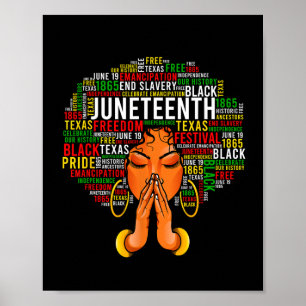 Juneteenth Melanin Black Women Natural Hair Graphi Poster