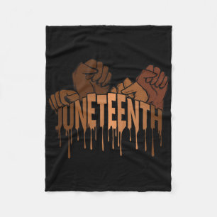 Juneteenth Melanin Tee Shirt 19th June 1865 Black Fleece Blanket
