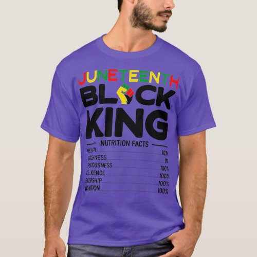 Juneteenth Men Black King Nutritional Facts Freedo T_Shirt