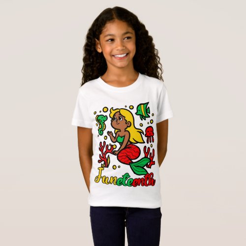 Juneteenth Mermaid Kids Girls Mermaid Lover T_Shirt