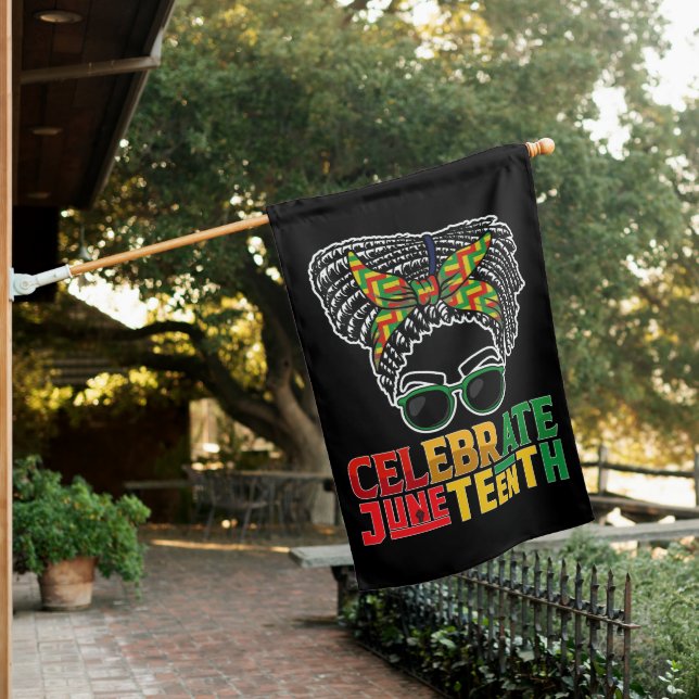 Juneteenth Messy Bun Celebrating Black Freedom House Flag (In SItu)