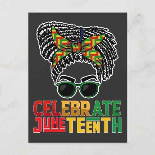 Juneteenth Messy Bun Celebrating Black Freedom Invitation Postcard