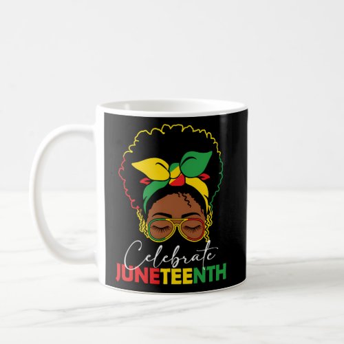 Juneteenth Messy Bun Eye Glasses Coffee Mug