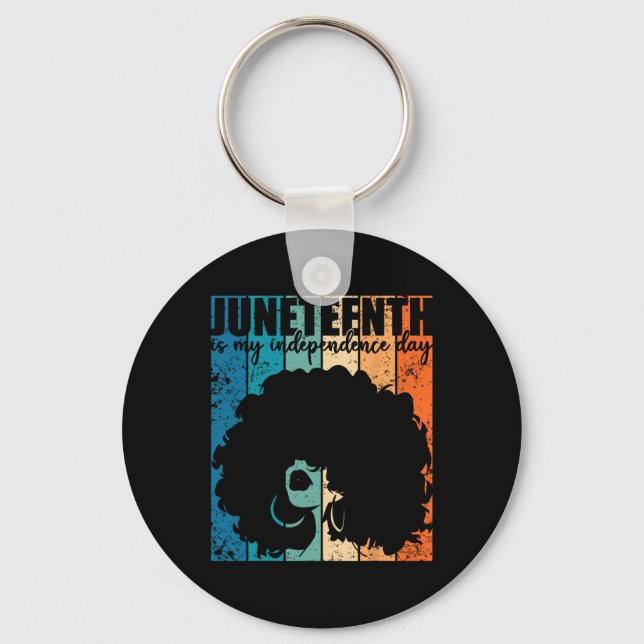Juneteenth My Independence Day Retro Afro Women Me Keychain (Front)