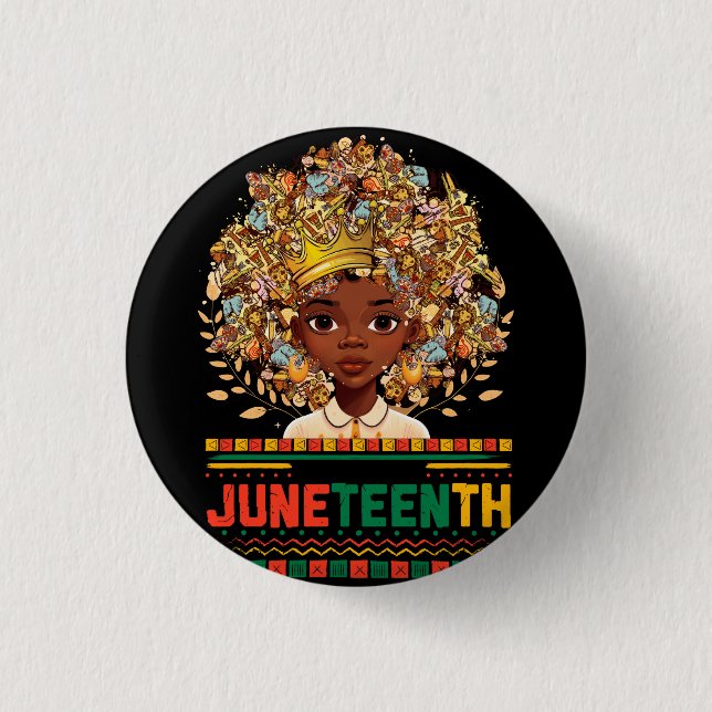 Juneteenth National Independence Day African Pride Button (Front)
