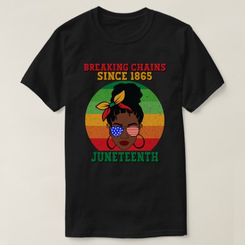 Juneteenth Natural Messy Bun Retro Sunset Grunge T_Shirt