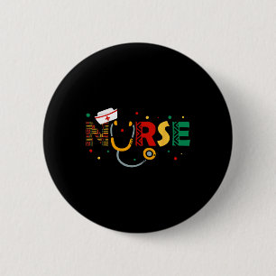 Juneteenth Nurse Melanin Nursing Stethoscope Black Button