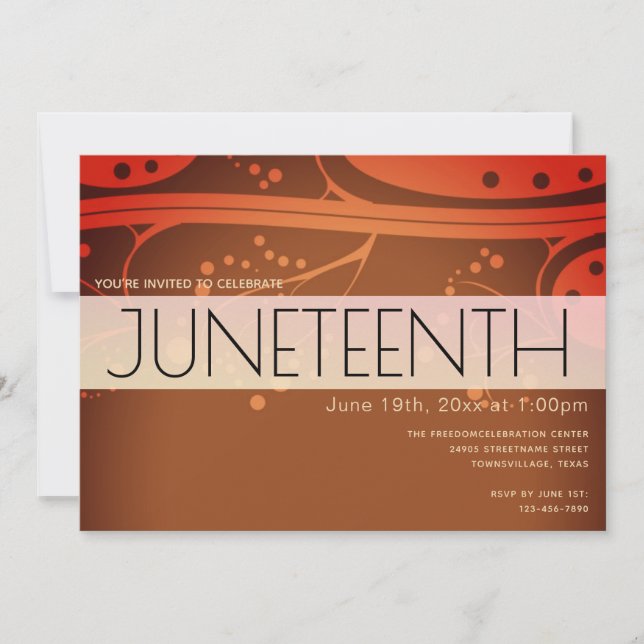 Juneteenth Orange Brown Black Freedom Celebration Invitation (Front)