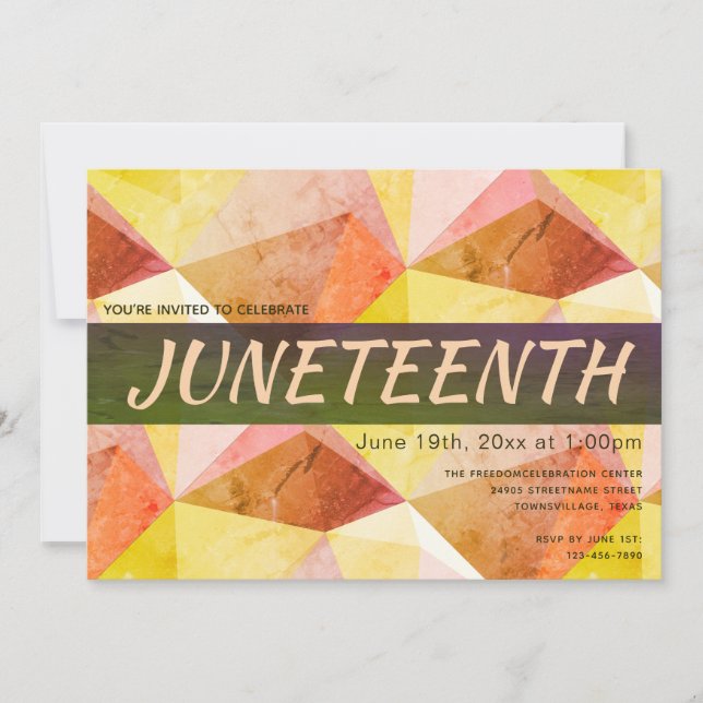 Juneteenth Orange Yellow Abstract Freedom Invitation (Front)