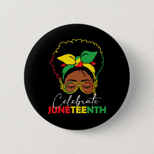 Juneteenth Outfit Women Messy Bun Eye Gles Button