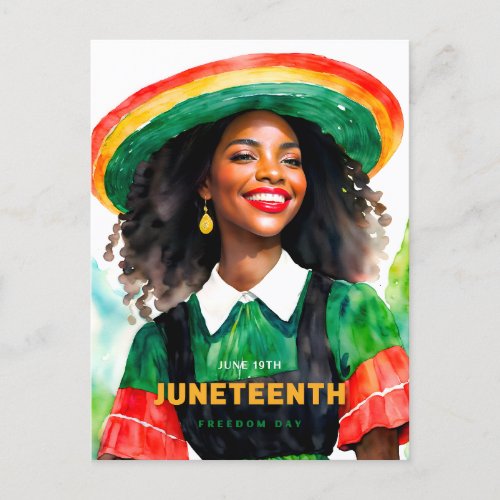 Juneteenth Pretty Black Woman Postcard