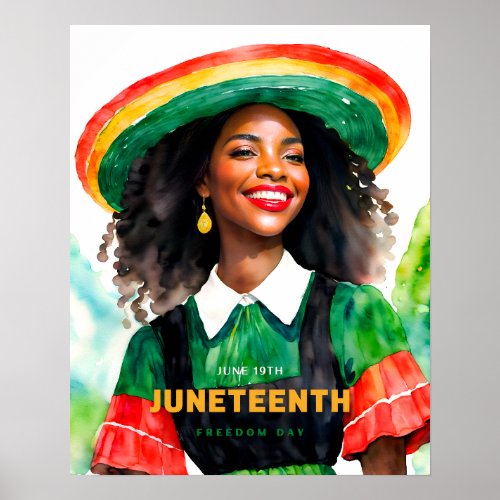 Juneteenth Pretty Black Woman Poster