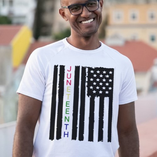 Juneteenth pride black grunge United states flag T_Shirt