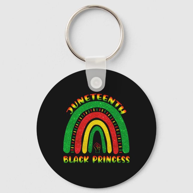 Juneteenth Princess Black African American Cute Wo Keychain (Front)