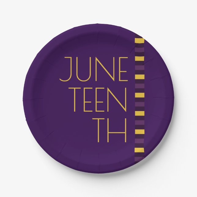 Juneteenth Purple Yellow Celebration Paper Plates (Front)