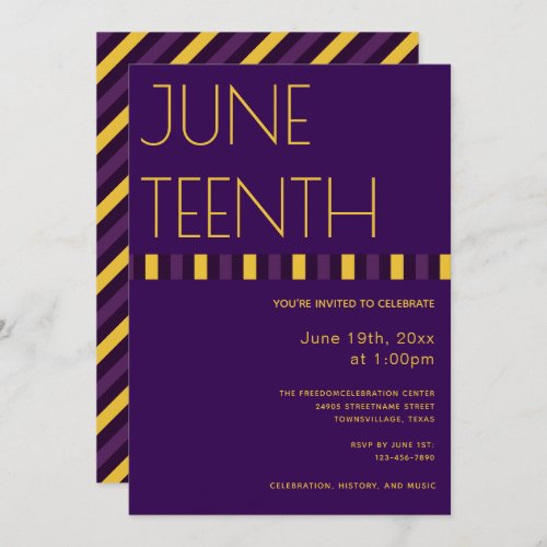 Juneteenth Purple Yellow Freedom Vertical Invitation
