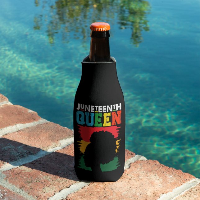 Juneteenth Queen Black Afro Melanin Girl  Bottle Cooler (In Situ Pool)