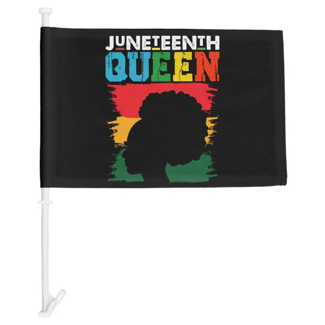 Juneteenth Queen Black Afro Melanin Girl  Car Flag (Front)