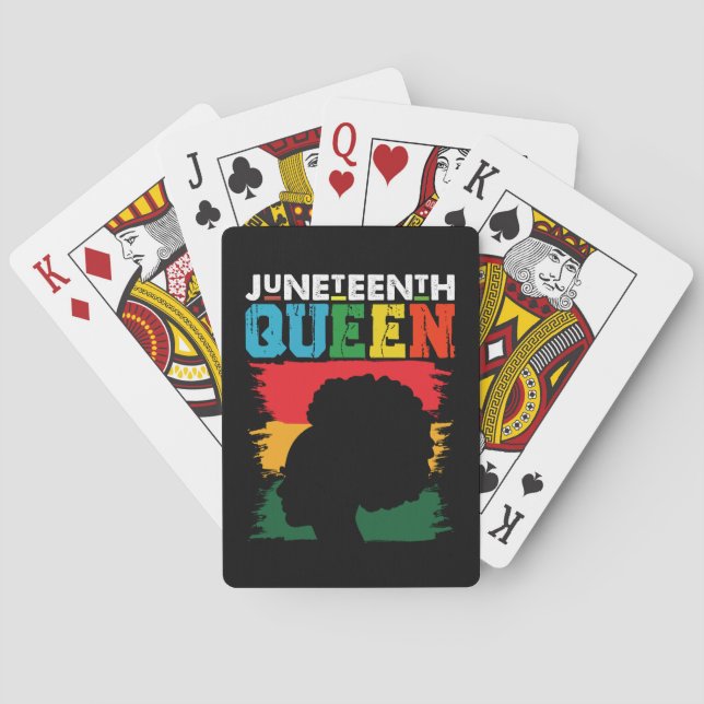 Juneteenth Queen Black Afro Melanin Girl  Poker Cards (Back)