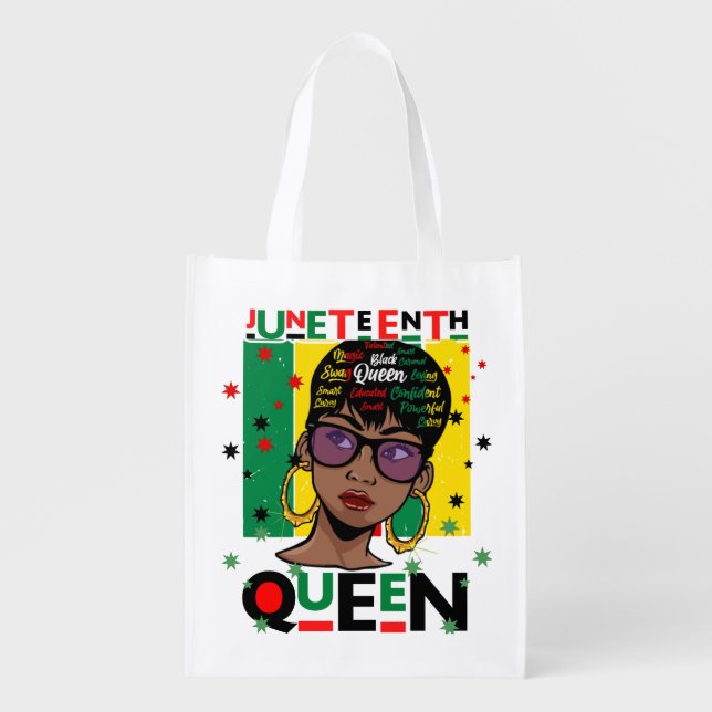 Juneteenth Queen Melanin Sista Black Girl Magic Grocery Bag (Front)