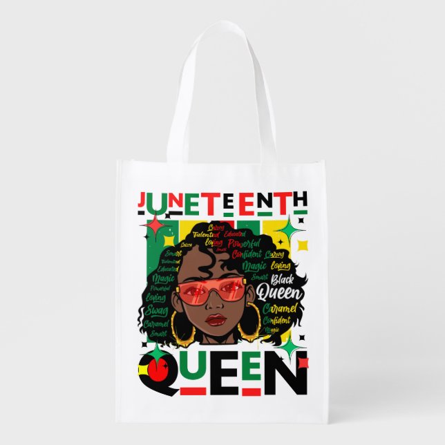 Juneteenth Queen Melanin Sista Black Girl Magic Grocery Bag (Front)