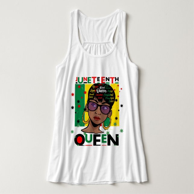 Juneteenth Queen Melanin Sista Black Girl Magic Tank Top (Design Front)