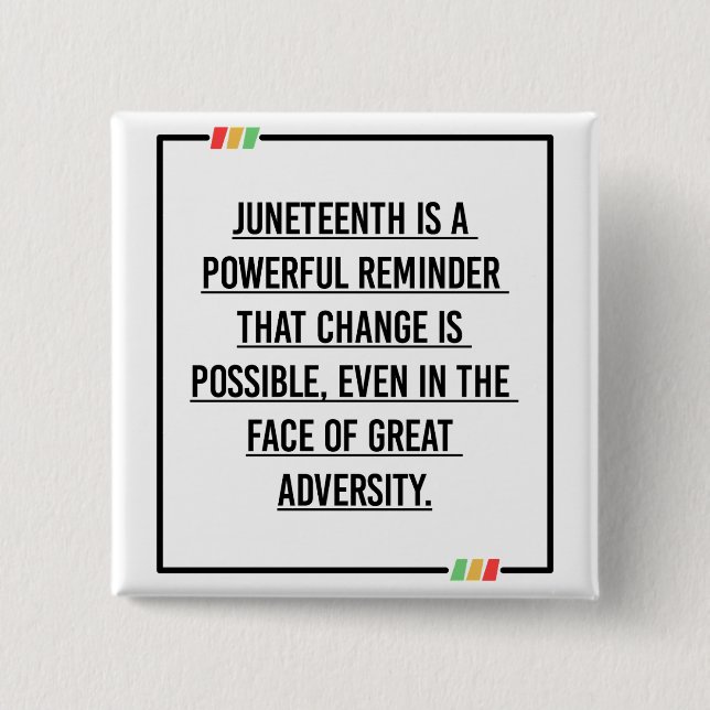 Juneteenth Quotes, Freedom of African American. Button (Front)