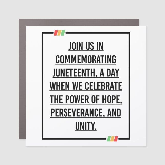 Juneteenth Quotes, Freedom of African American. Car Magnet (Front)