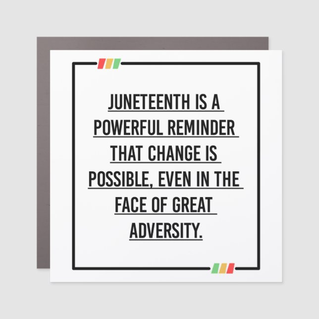 Juneteenth Quotes, Freedom of African American. Car Magnet (Front)