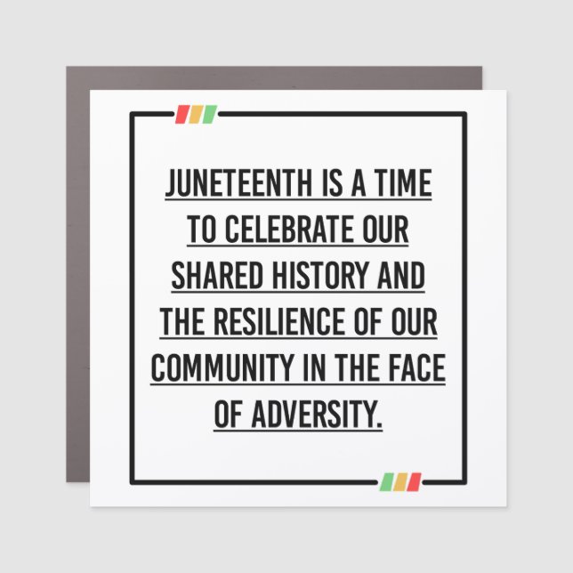 Juneteenth Quotes, Freedom of African American. Car Magnet (Front)