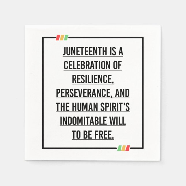 Juneteenth Quotes, Freedom of African American. Napkins (Front)