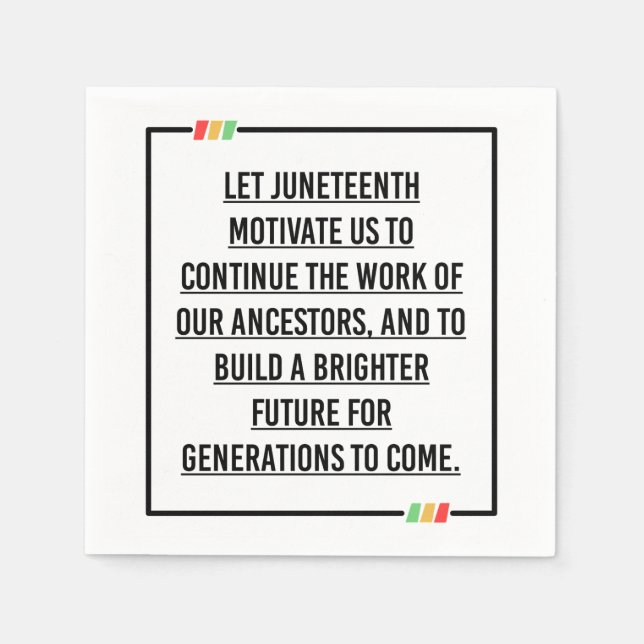 Juneteenth Quotes, Freedom of African American. Napkins (Front)