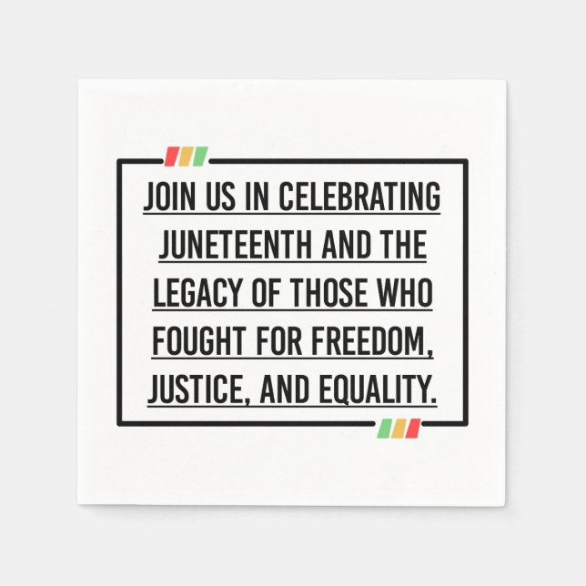 Juneteenth Quotes, Freedom of African American. Napkins (Front)