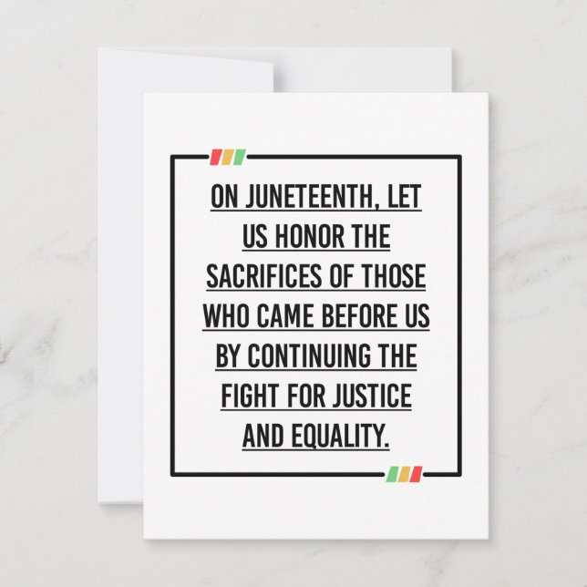 Juneteenth Quotes, Freedom of African American. Save The Date (Front)