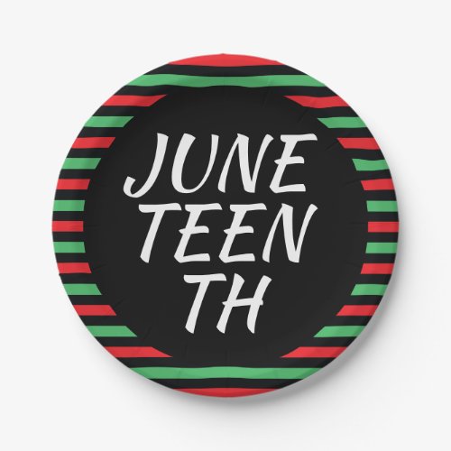 Juneteenth Red Black Green Border Paper Plates