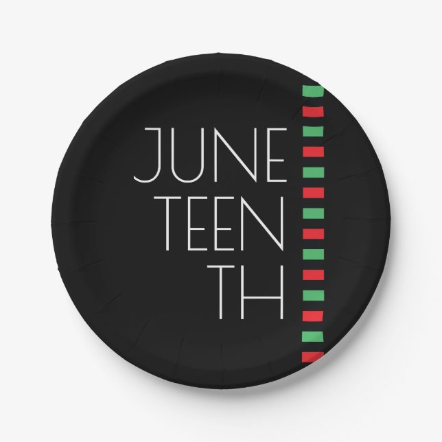 Juneteenth Red Black Green Celebration Paper Plates (Front)