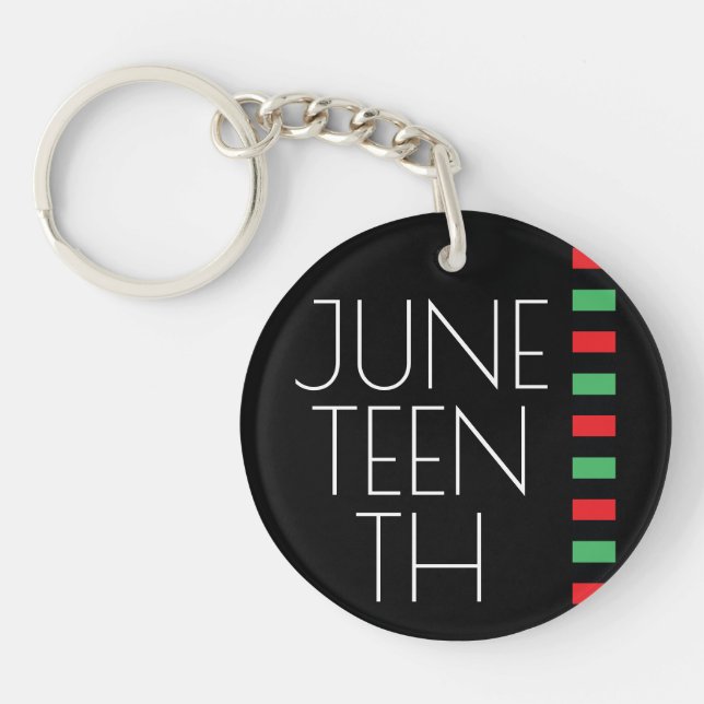 Juneteenth Red Black Green Freedom Celebration Keychain (Front)