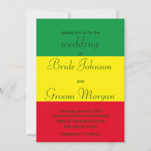 Juneteenth - Red, Yellow, & Green - Summer Wedding Invitation