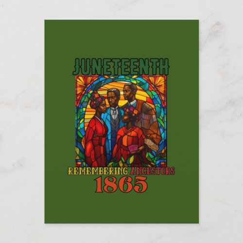 Juneteenth Remembering Ancestors stained glass Announcement Postcard