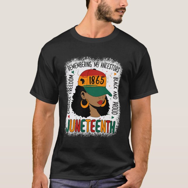 Juneteenth Shirt Black Woman 2023 Bleached 1865 (Front)