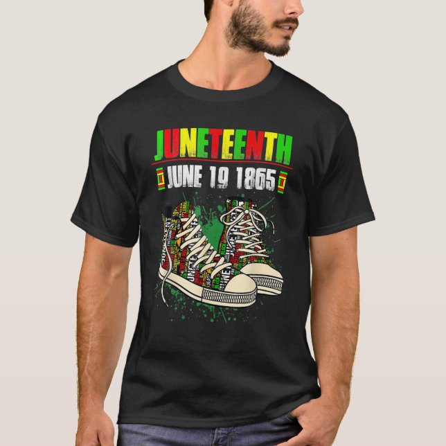 Juneteenth Shoes Black Pride African American T-Shirt (Front)