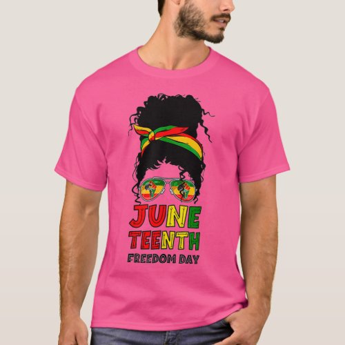 Juneteenth Since 1865 Messy Bun Black Women Day T_Shirt